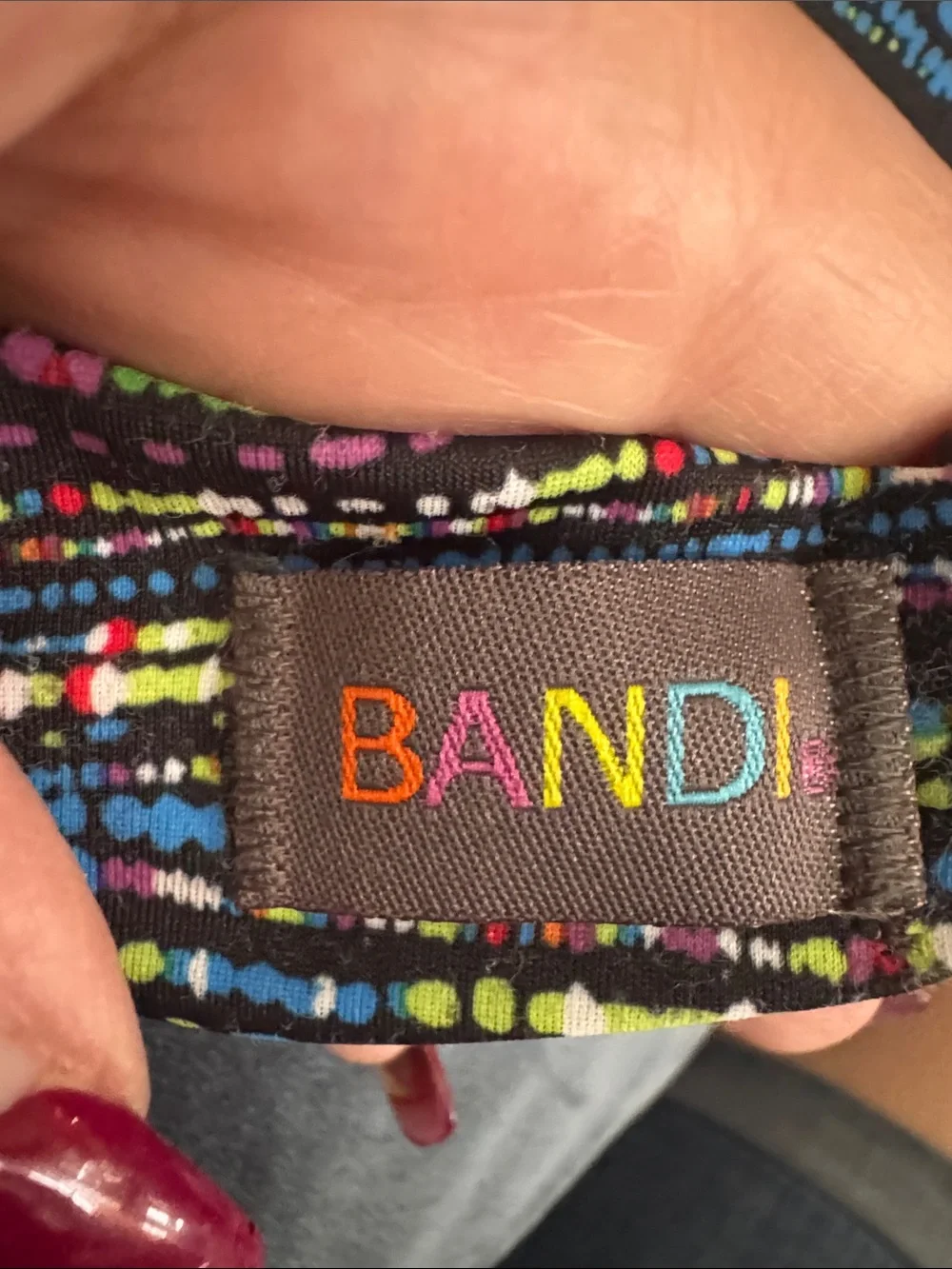 BANDI Men's Black Belt with Multicolor Dot Stripe Accent